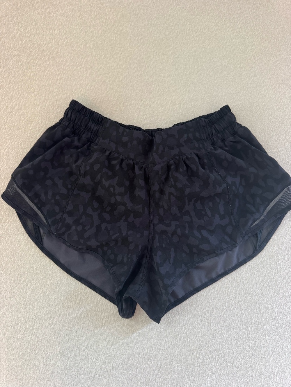 lululemon athletica Black Tonal Leopard Print Athletic Shorts